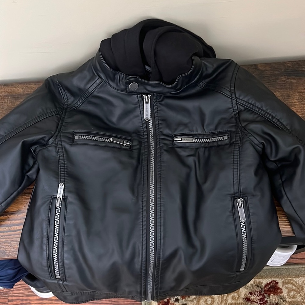 Black River Faux Leather Hooded Jacket